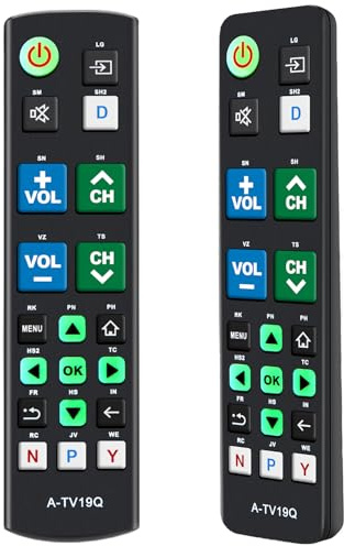 Alkia Universal Big Button TV Remote Control with Glow-in-the-Dark Keys for Elderly - Large Illuminated Buttons Remote for Seniors