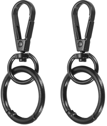 QUARKZMAN 2 Pcs Mosquetón Giratorio, Mosquetón 2.8 Con Anillo Resorte O Metal Doble Apertura Para Cadenas Llaves, Mosquetones Garra Langosta Para Manualidades DIY, Bolsos, Joyería, Negro