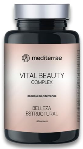 Mediterrae Vital Beauty Complex | Colágeno con Magnesio y Ácido Hialurónico | Biotina, Zinc y Cobre Bisglicinados | Piel Firme, Cabello Fuerte y Uñas Sanas | Belleza Integral Diaria