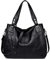 Kris Anna Damen Hobo Schultertasche Shopper Tasche aus PU-Leder mit Schulterriemen Umhängetasche Stickerei Handtasche für Frauen Schwarz EINWEG