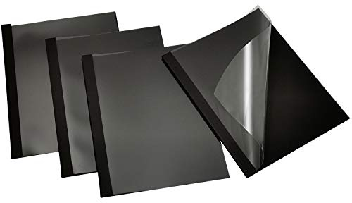 RAYSON Cubiertas térmicas de 3 mm, encuaderna hasta 25 hojas A4, transparente/negro, pack de 25