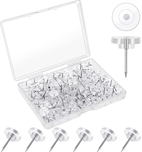120 Stück Reiszwecken mit Kopf, 16mm Transparente Reißzwecken Heftzwecken Pinnadeln Flacher Kopf Reißnägel Deko mit Aufbewahrungsbox für Pinnwand Büro Schule Zuhause