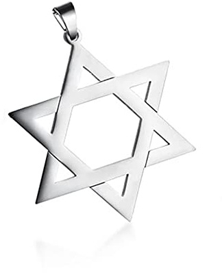 BlackAmazement Collana in acciaio inox 316L con ciondolo a forma di stella di David, in argento, da donna, acciaio inox