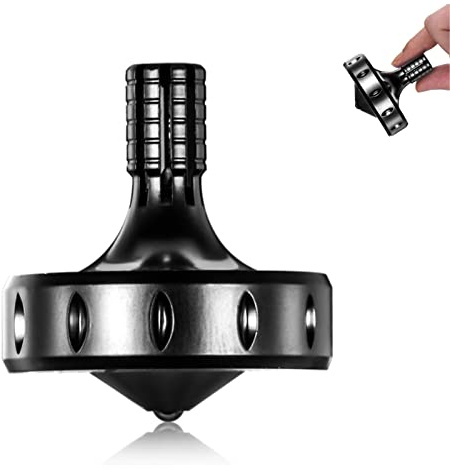 Toupie en métal de précision, Parfaitement équilibrée, Rotation Douce, Longue durée de Rotation, Facilement Plus de 10 Minutes, Jouet EDC Portable (Noir/S)