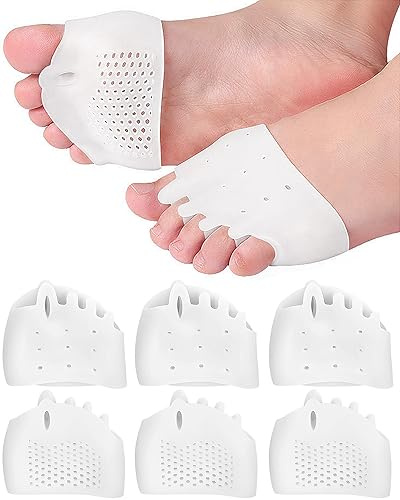 PGRODE - Almohadillas metatarsianas separadoras de dedos para corrección de juanetes, corrector de dedos en martillo suave y transpirable, espaciadores de dedos para mujeres y hombres (3 pares)