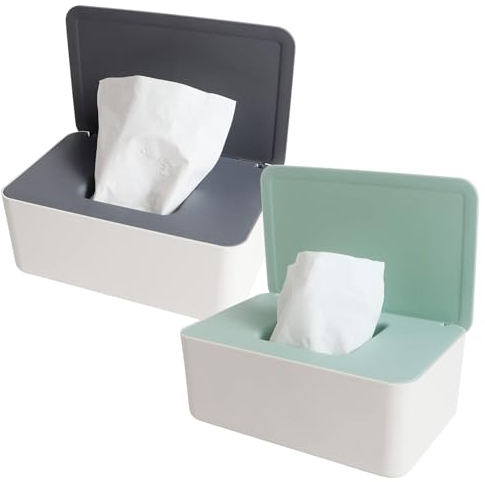 Feuchttücher Boxen, Toilettenpapier Box, 2 Stück Taschentuchhalter, Taschentuchspender, Feuchtes Toilettenpapier Box, Feuchttücherbox, Toilettenpapierbox Spender für Zuhause, Büro
