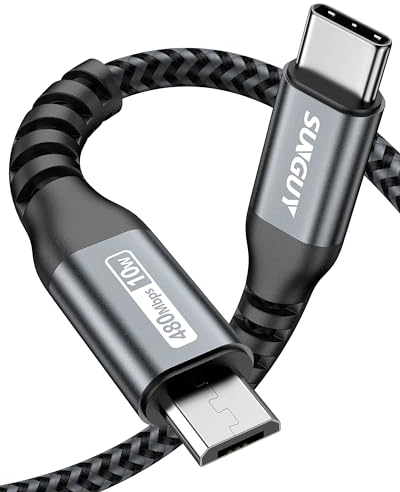 SUNGUY USB C auf Micro USB Kabel, lädt Micro USB Geräte, 15CM Ladekabel USB C auf Micro USB Kompatibel mit MacBook (Pro), Galaxy S20/S9/S9+/S10,Moto Z/Z2 -Grau