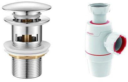 IBERGRIF M20502 vidage Salle de Bain, Bonde de Lavabo Pop Up, Chromé, Argent & Wirquin 30723194 Siphon lavabo Néo D32 zéro fuite, blanc