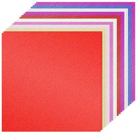 PATIKIL 20 Hojas de Cartulina de Purpurina Multicolor 12 x 12 250gsm Cuadrado de Papel Brillante para Manualidades de Papel para Scrapbook Tarjetas DIY Fiesta Boda