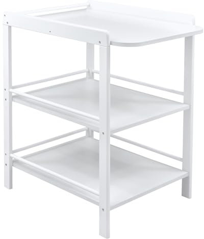 Baby Delux Baby Wickeltisch weiß Wickelregal Wickelkommode 3 Fächer Wickelfläche Kiefernholz platzsparend