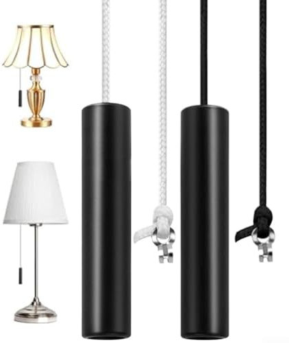 2 Stück Badezimmer-Licht-Zugschnur, schwere Jalousienschnur, Zuggriff mit 150 cm Zugschnur und Anschluss für Badezimmer, WC-Lichter, Ventilatoren, Jalousien (schwarz)