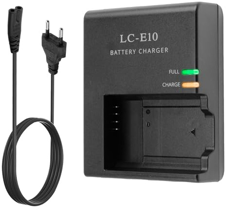 LC-E10 LP-E10 Kamera Ladegerät für Canon, Akku Schnellladegerät, Eingang 100-240V, Ausgang 8.4V 0.58A, Kompatibel mit Canon EOS 3000D, 1500D, 1100D, 1200D, Rebel T3, X50 und Weiteren