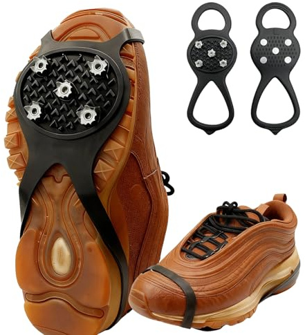2 Pièces Crampons Antidérapants, Crampons de Glace Universelles, Chaussures Bottes Hiver Universel, pour La Randonnée, l'escalade et La Randonnée, 36-45, Noir