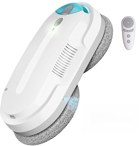 HIXZAP X1 Robot Lavavetri Finestre,Doppi Ugelli con Spruzzo Ultrasonico(2400-3200pa) Lavavetri Automatico,3 Modalità di Pulizia,Rilevamento Intelligente dei Bordi[Telecomandoe 10 Panni]