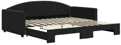 ATOMSTACK MAKER Utdragbar dagsäng, svart 100 x 200 cm – bäddsoffa 2-i-1 Con Caja Deslizante, Estructura de Madera Maciza y Metal, Tapizado en Terciopelo Suave, perfekt för Dormitorio o o Salón
