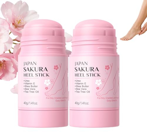 Barra reparadora de talones con sakura japonesa, barra reparadora de talones agrietados con manteca de karité, crema hidratante en barras para pies, hidratante para pies secos, agrietados (2pcs)