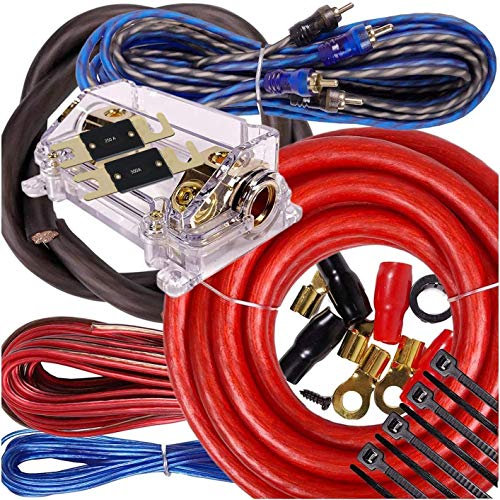 Kit de câblage complet 5000 W Gravity 0 Gauge Amplificateur Amp Pk2 0 Ga Bleu – pour installateur et bricoleur – Parfait pour voiture/camion/moto/camping-car/VTT