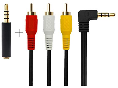 QiCheng&LYS Video input lead 3.5 mm to RCA AV Camcorder Video Cable,Male to 3RCA Male Stereo Audio Video AUX Cable for Smartphones,MP3, Tablets,Speakers (Elbow 3RCA 1m)