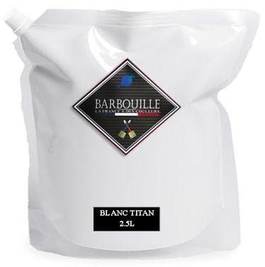 Peinture Blanche Acrylique Blanc Titanium - Aspect Velours - Peinture Mur, Plafond & Boiserie - Lessivable - Séchage En 30 min - COV A+ - Fabriquée En France - 2,5 L - BARBOUILLE