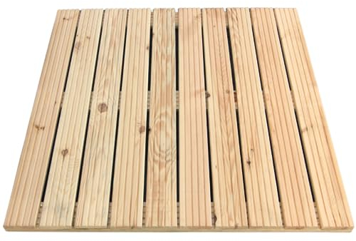 holz4home® Holzfliese Kiefernholz 95x95 cm I Terrassenfliese aus Holz I Terrassendiele Aussen I Rutschfest Geriffelt I Bodenfliese Terrasse Balkon Garten