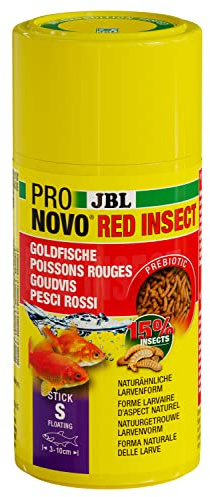 JBL PRONOVO RED INSECT STICK, mangime per pesci rossi da 3-10 cm, bastoncini alimentari per pesci, dosatore a clic, taglia S, 100 ml