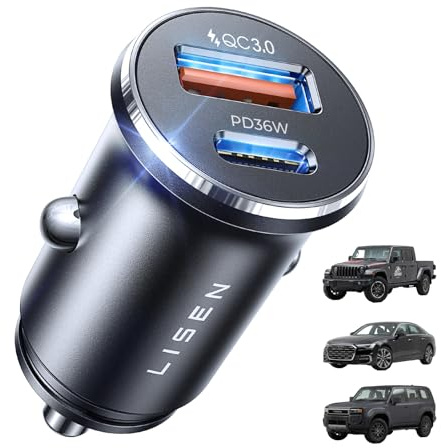 LISEN 54W Mini Cigarette Lighter Adapter Car Charger USB C Fast Charging, 12V Cigarette Lighter USB Car Charger Fast Charging Adapter, for iPhone 17 Pro Max 16 15 14 13 12 Plus Mini, Samsung S25 S24