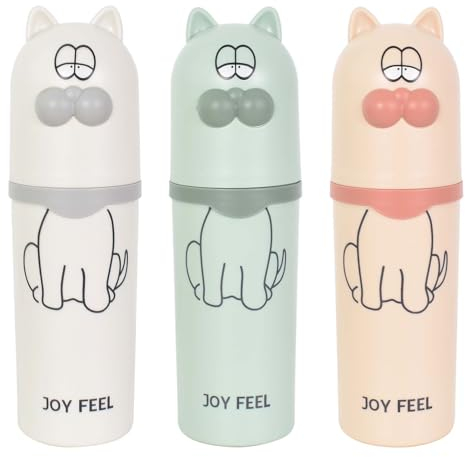 3 Stück Zahnputzbecher Kinder, Zahnbürsten Etui Kinder, Portable Zahnputzbecher Kinder, Zahnputzbecher Set, Zahnbürsten Etui Karikatur Katze Tier für Camping Geschäftsreisen Reisen Wandern