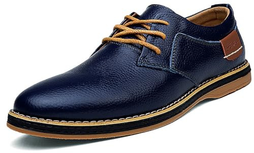 Meik Mangni Chaussure Oxford pour Hommes Décontractées Derbys Chaussures de Ville Chaussures à Lacets pour Costume Mariage TravailBleu Taille:47 EU=Étiquettes 48EU
