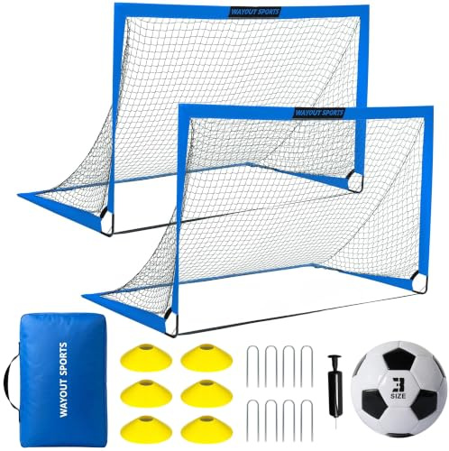 Wayout Sports - Porterías Fútbol Plegables para Niños y Adultos (Azul, 183 x 120 x 120)