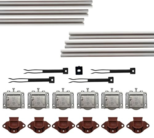 Evotrade Sistema para puertas correderas - Riel de aluminio de 2 metros + carros - Color a elegir - Peso máximo de la puerta: 55 kg (3 puertas, riel de aluminio)