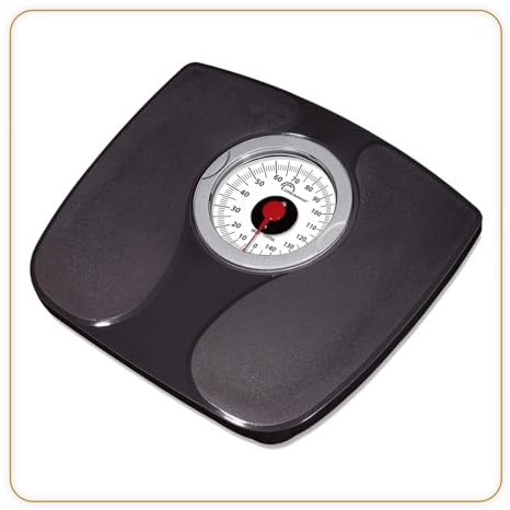 LITTLE BALANCE 8727 Comfort 150 Mechanische Personenwaage mit XL-Display, kompakte Bauform, 150 kg, Schwarz