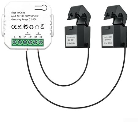 WiFi per contatore di energia intelligente, contatore di energia a doppio canale, misuratore di energia Smart Life 80 A con 2 morsetti per CT, monitor energetico Smart Home (Ele per CTricity Meter +