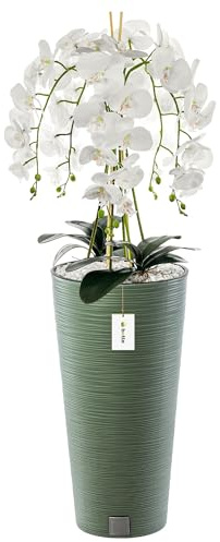 botle Konstgjord orkidé kaskadblombukett vit i kruka vägggrön H 110 cm hemkontorsdekoration, orkidé med konstblomma, konstgjord orkidé i kruka