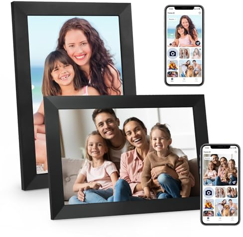 2-pack digital bildram, 10,1 tums digital fotoram WiFi med 1280 x 800 IPS HD-pekskärm, 32 GB fotoram elektronisk delning foton och videor via AiMor-app när som helst var som helst