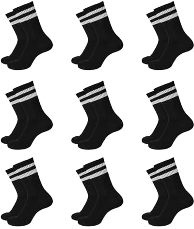 HAGOT 4 PCS/ 9PCS Niños Unisexo Calcetines de Deporte Algodón, Calcetines Deportivos de Tenis para Niños, Elásticos a Rayas Calcetines Deporte Running Multicolor
