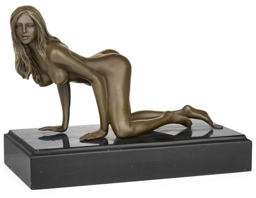 Moritz Esclusiva scultura in bronzo nudo femminile su base in marmo nero – figura erotica colata a mano – statua pesante 3 kg, altezza 16 cm, oggetto artistico