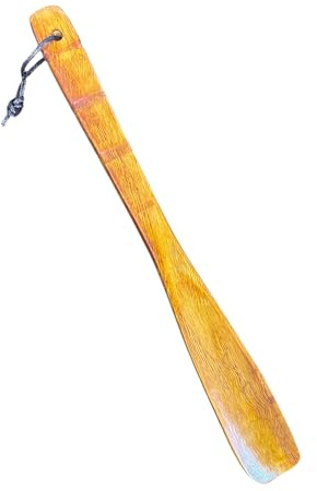 Maestro craft Wooden Shoe Horn, 32 cm Long, Ergonomic Design with Hanging Cord, Durable for Seniors, Kids, Pregnancy, Men, Women