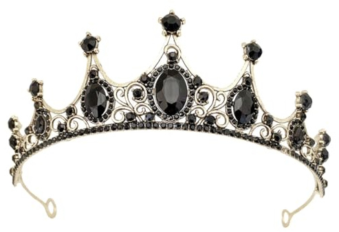 ULTECHNOVO Tiara de Mariage en Alliage de Zinc Noir Diadèmes en Strass, Finition et Port Stable pour Soirée Bal ou Fête Élégante