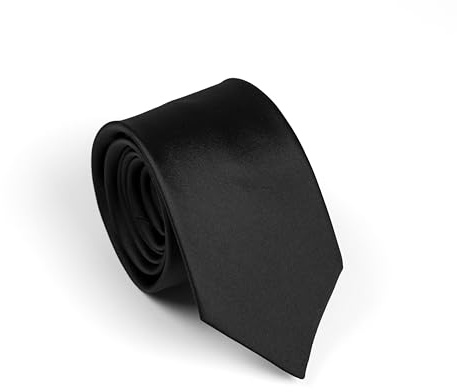 Remo Sartori - Cravatta Donna Stretta Slim in Seta Tinta Unita, Larghezza cm 5.5, Made in Italy (Nero)