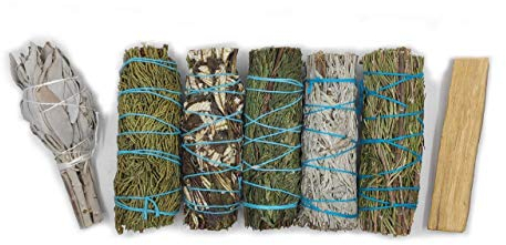 Farbenwald - Räucherset 7-teilig, enthält Palo Santo, Weißer Salbei, Zeder, Rosmarin, Wacholder, Präriesalbei und Santa Yerba