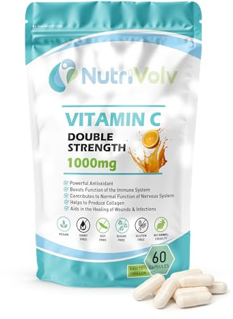 Vitamin C 1000mg Double Strength Antioxidant & Immune Support - Healthy Skin & Joints - Bioflavonoids Supplement | 60 Capsules
