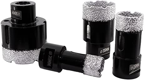 KURSTOL Diamond Core Drill Bit set - 4pcs Diamond Hole Saw Diameter 20/25/35/50mm M14 thread for Dry Drilling Porcelain Ceramic Tile Granite Marble Stone Angle Grinder