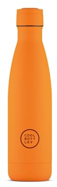 Cool Bottles - Botella de Agua de Acero Inoxidable - 500 ml - Vivid Orange - 26,5 x 7 cm - Botella Térmica Hermética - Bebidas Frías 36 H y Calientes 18 H - Triple-Cool Technology - Libre de BPA