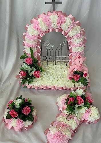 Baby Funeral Flower Tribute Package Artificial Silk Wreath Gates of Heaven