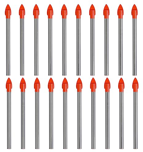 Flechas Porcelanico TIMESETL Brocas Porcelanico 6MM 20Pzs Flechas para Taladro de Vidrio, Brocas para Vidrio Flecha 6MM con Recubrimiento de Titanio, Broca para Azulejos, Vidrio, Cerámica y Madera