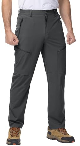 Rdruko Mens Outdoor Trousers,Men Hiking Trousers,Mens Work Cargo Trousers,Men's Walking Trousers,Mens Summer Trousers,Mens Golf Trousers Dark Grey 32