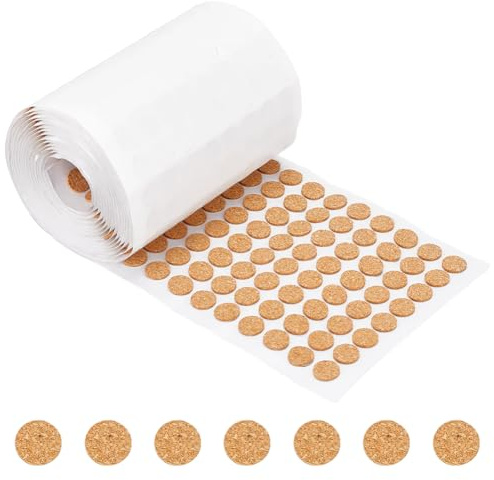 BENECREAT 1400 Stück 12.5x1.5 mm Selbstklebende Korkkreise, Flache Runde Selbstklebende Korkmatte Mit Runden Punkten Für Schränke, Tischartikel, Kratzen, Möbel, Elektronik