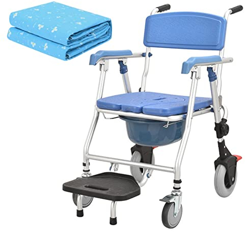 Toalettrullstol, mobil toalettstol med hopfällbar pedal Halkfri säkerhetsvikbar toalettduschstol för seniorer Äldre Funktionshindrade Graviditet B (B)