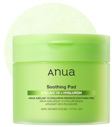 Anua Azelaic 10 Hyaluron Rötungsberuhigende Pads, Pflege bei Unreinheiten & Spots mit Toner Pads, Gesichtsmaske für schnelle Anwendung mit Azelainsäure & Hyaluronsäure, Korean Skincare (90 Stück)