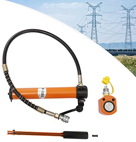 10T Hydraulic Cylinder Jack, CP-180+BSY-10, 70Mpa Hydraulic Lifting Cylinder Single-Acting with Lifting Jack, Hydraulic Hand Pump 11mm Stroke for Bridges/Building, Orange